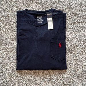 NWT POLO Long Sleeve Pocket T Shirt - Men’s Medium - Navy Blue